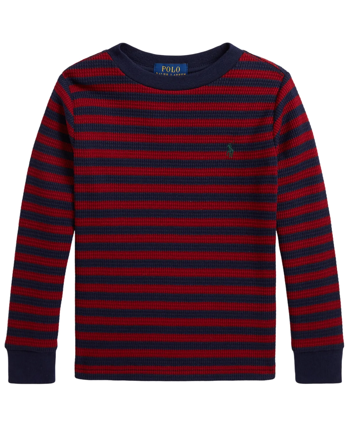 Striped Waffle-Knit Crewneck T-Shirt by Polo Ralph Lauren
