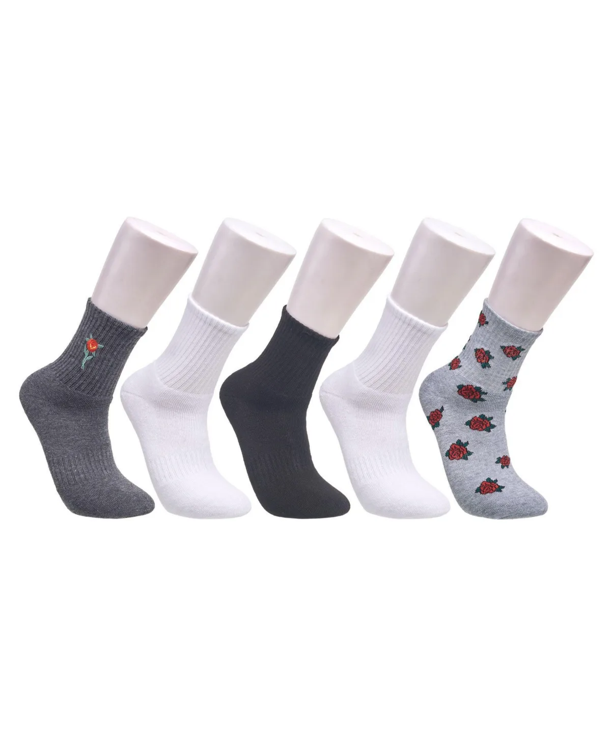 Rose Print Full Cushion Crew Socks, 5-Pack by Ed Hardy