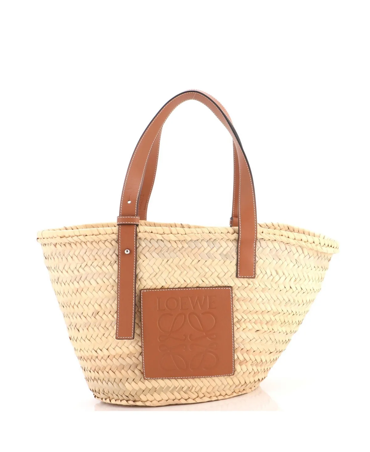 Pre-Owned Medium Basket Tote Raffia by LOEWE