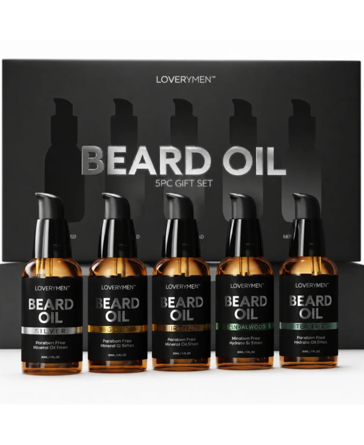 Beard Oils - 5-Piece Beard Grooming Gift Set by Lovery