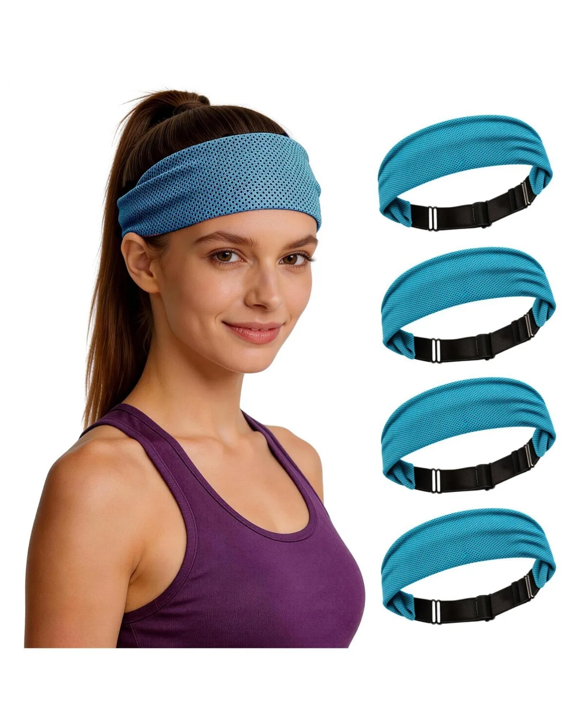 Adjustable Non Slip Moisture Wicking Cooling Sports Headband for Workout Yoga Gym Running by Peneyon