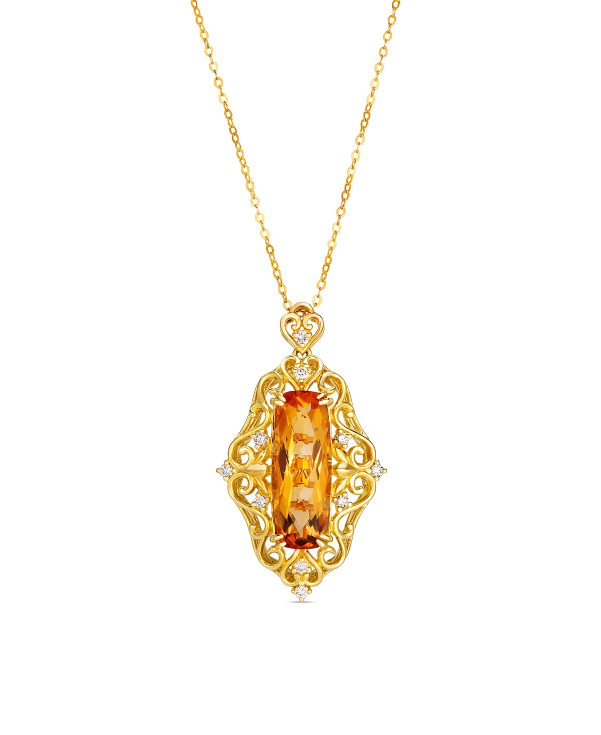Diamond and Citrine Pendant (1/6 ct. t.w.) in 14k Yellow Gold by Le Vian