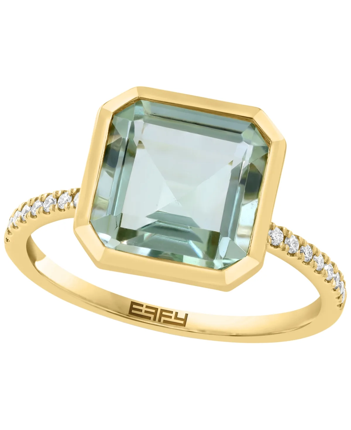 Green Amethyst and Diamond Statement Ring (3-3/8 ct. t.w. and 1/10 ct. t.w.) in 14k Yellow Gold by Effy Collection