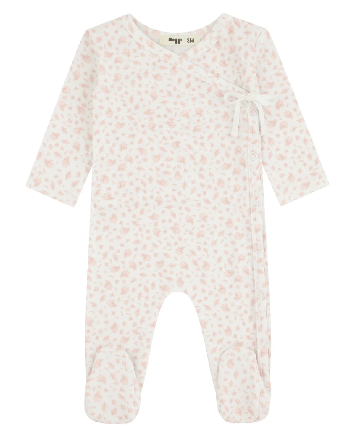 Floral-Print Wrap Front Long-Sleeve Cotton-Blend Footed Pajamas, 1-Piece by Noggiwear