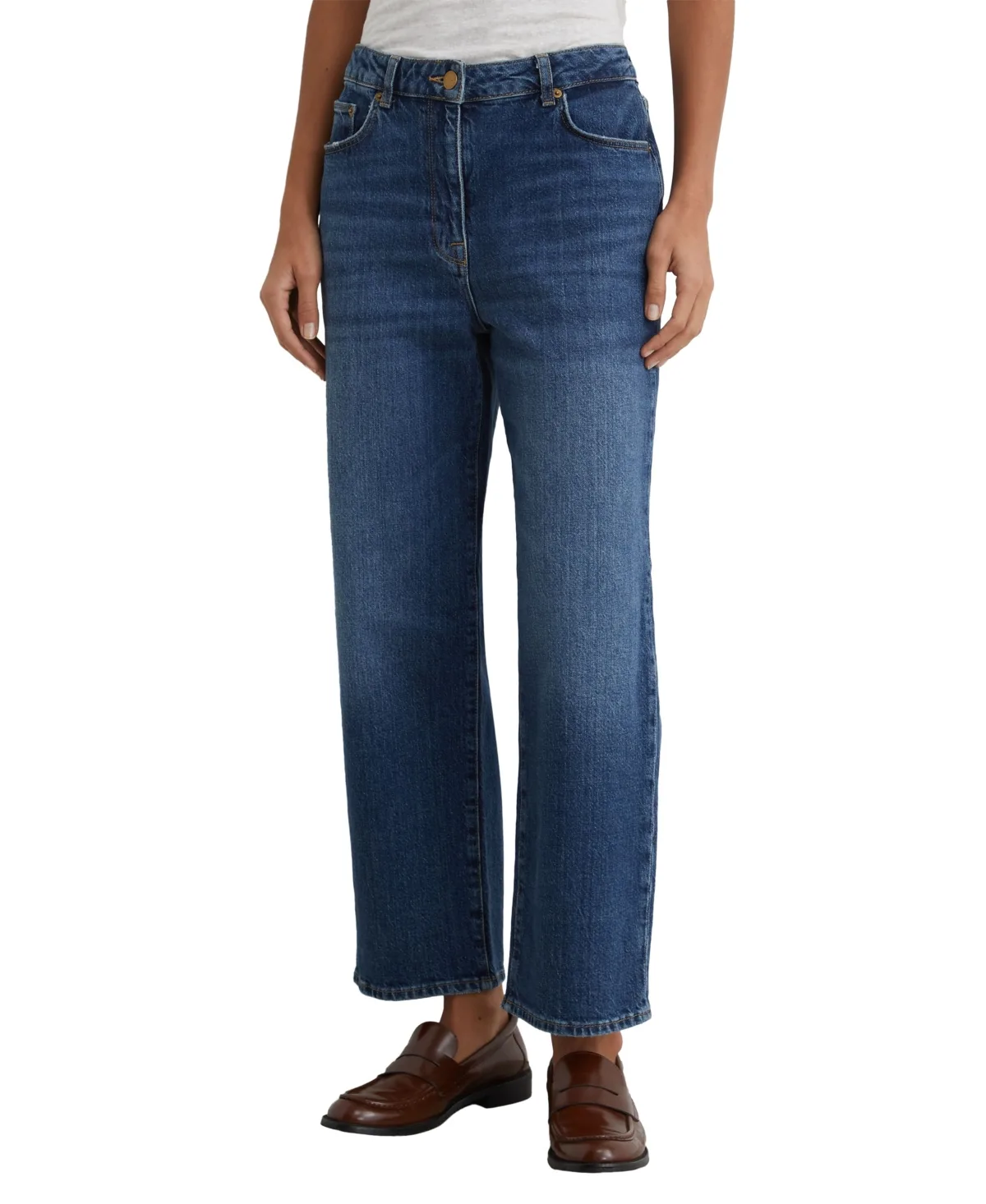 Selin Straight-Leg Mid-Rise Stretch Jeans by Reiss