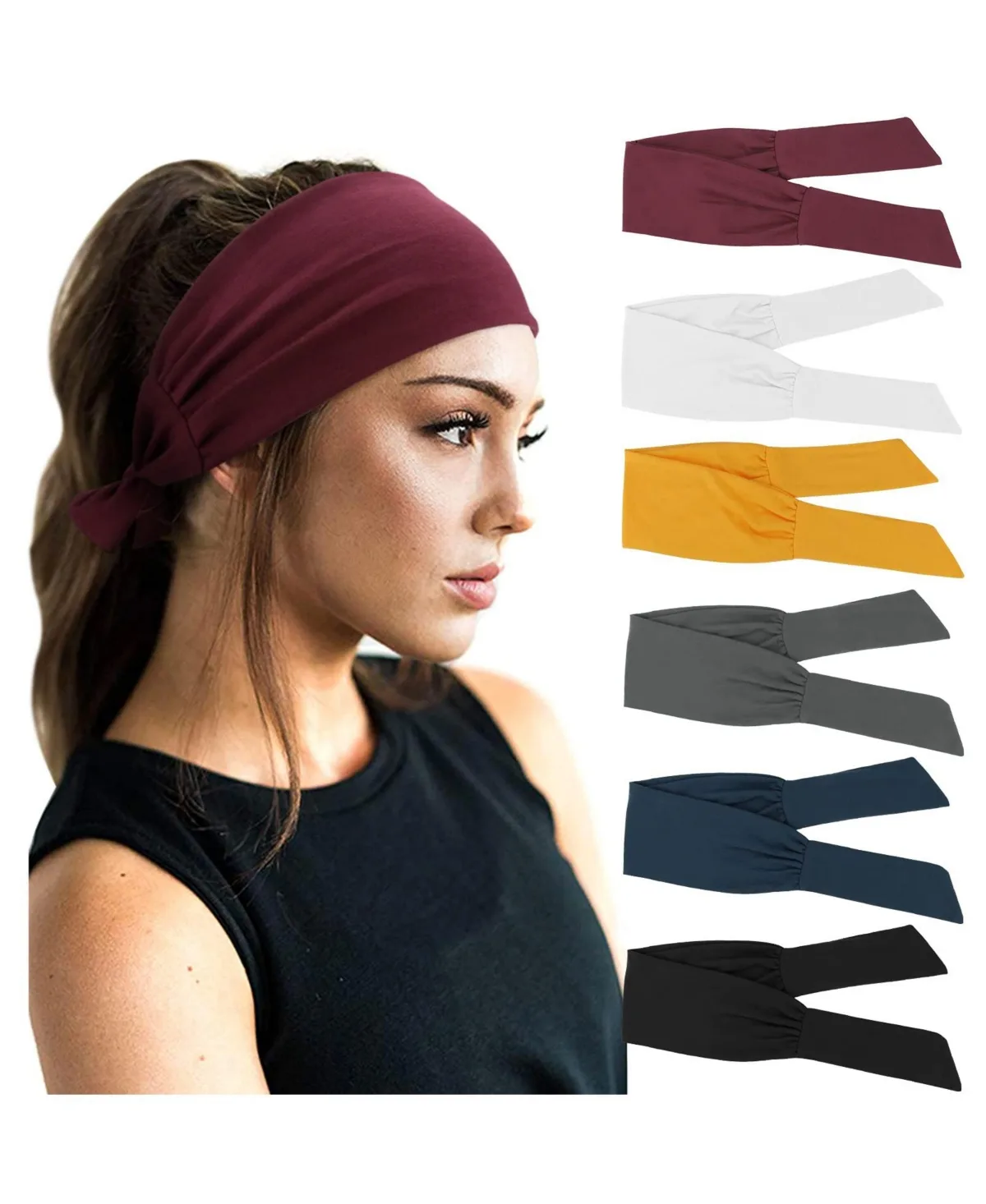 Adjustable Knotted Non-Slip Hair Bands, 6-Piece Set by Peneyon
