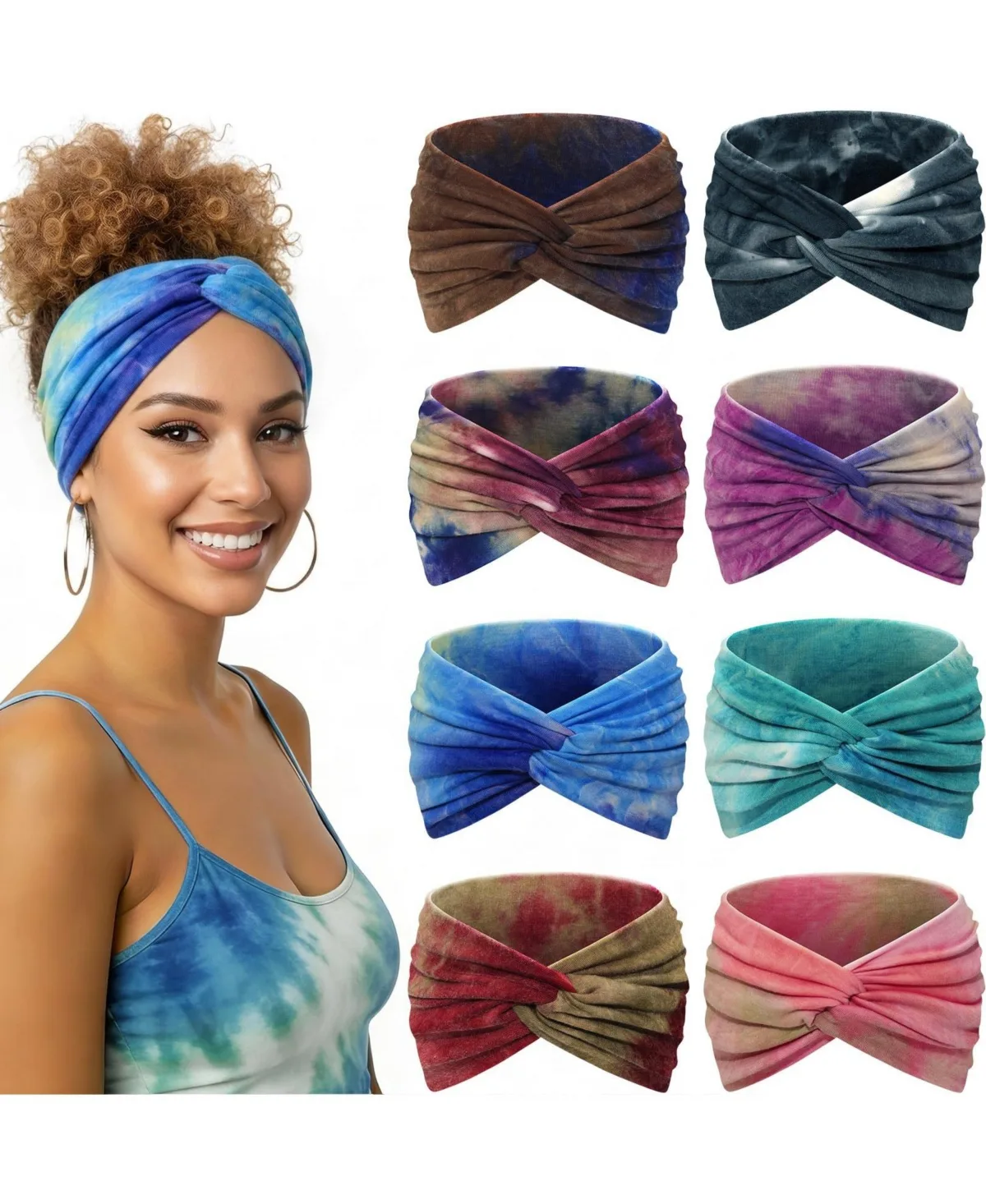 Boho Wide Knotted Headband, 8-Piece Set by Furlihong