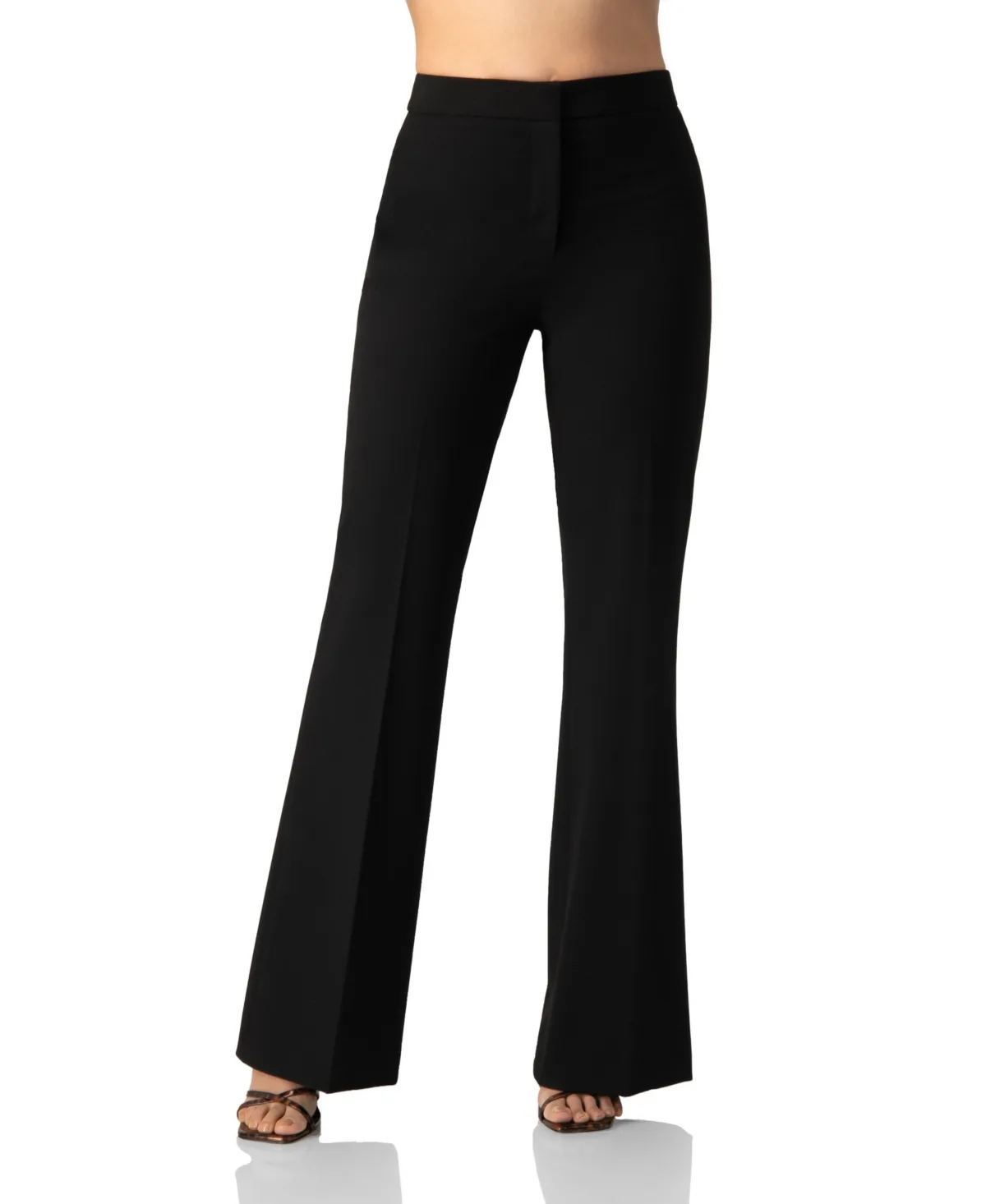 Flare Leg, High-Waist Light-Stretch Twill Pants by Ivonne