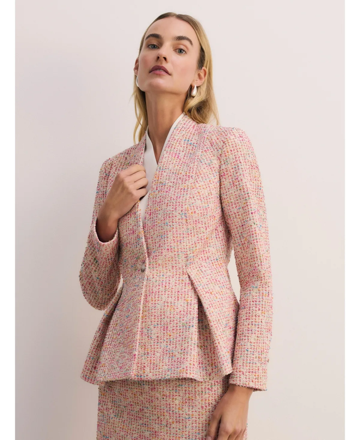 Lenola Tweed V-Neck Blazer by The Fold
