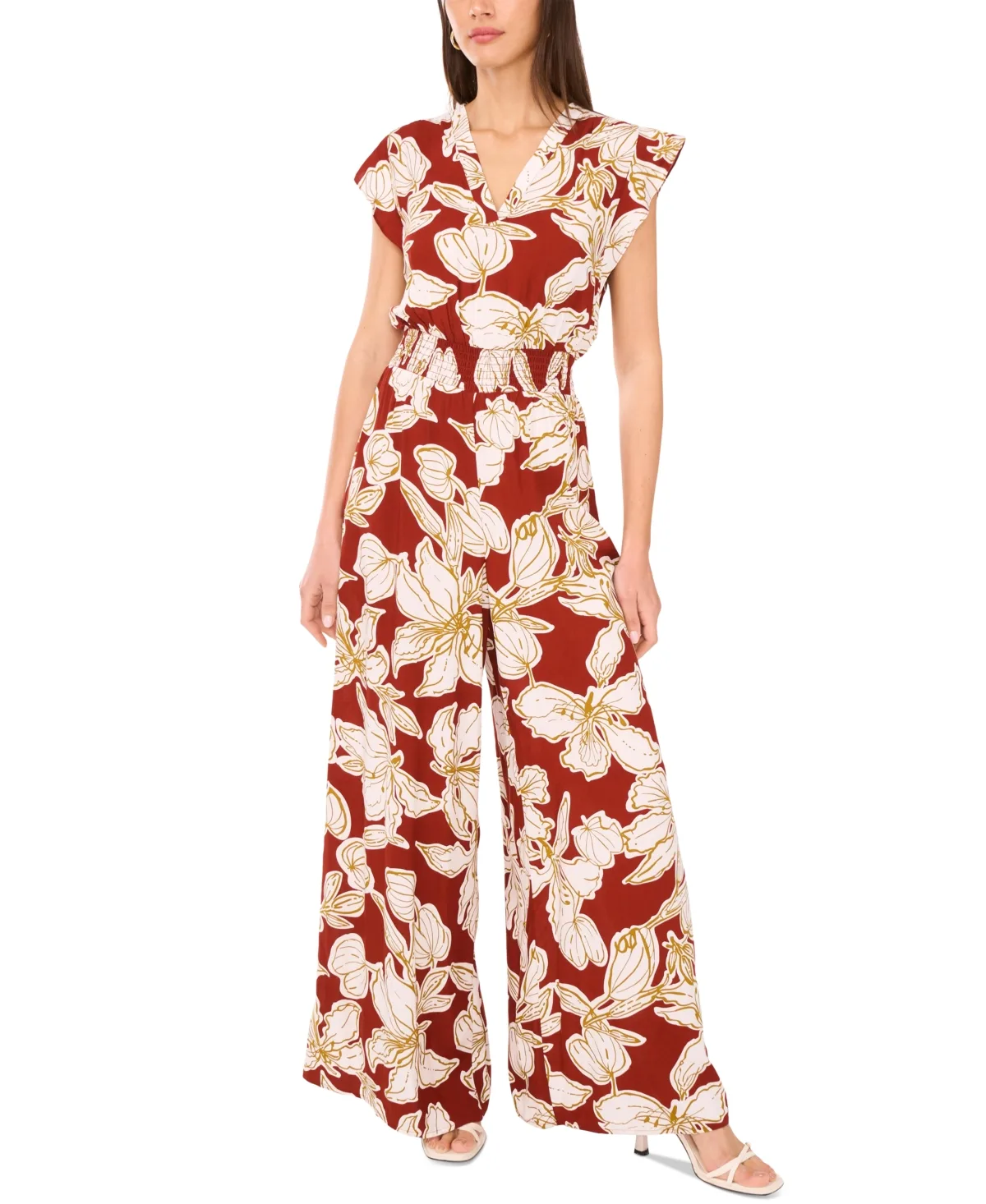 Printed Smocked-Waist Wide-Leg Jumpsuit