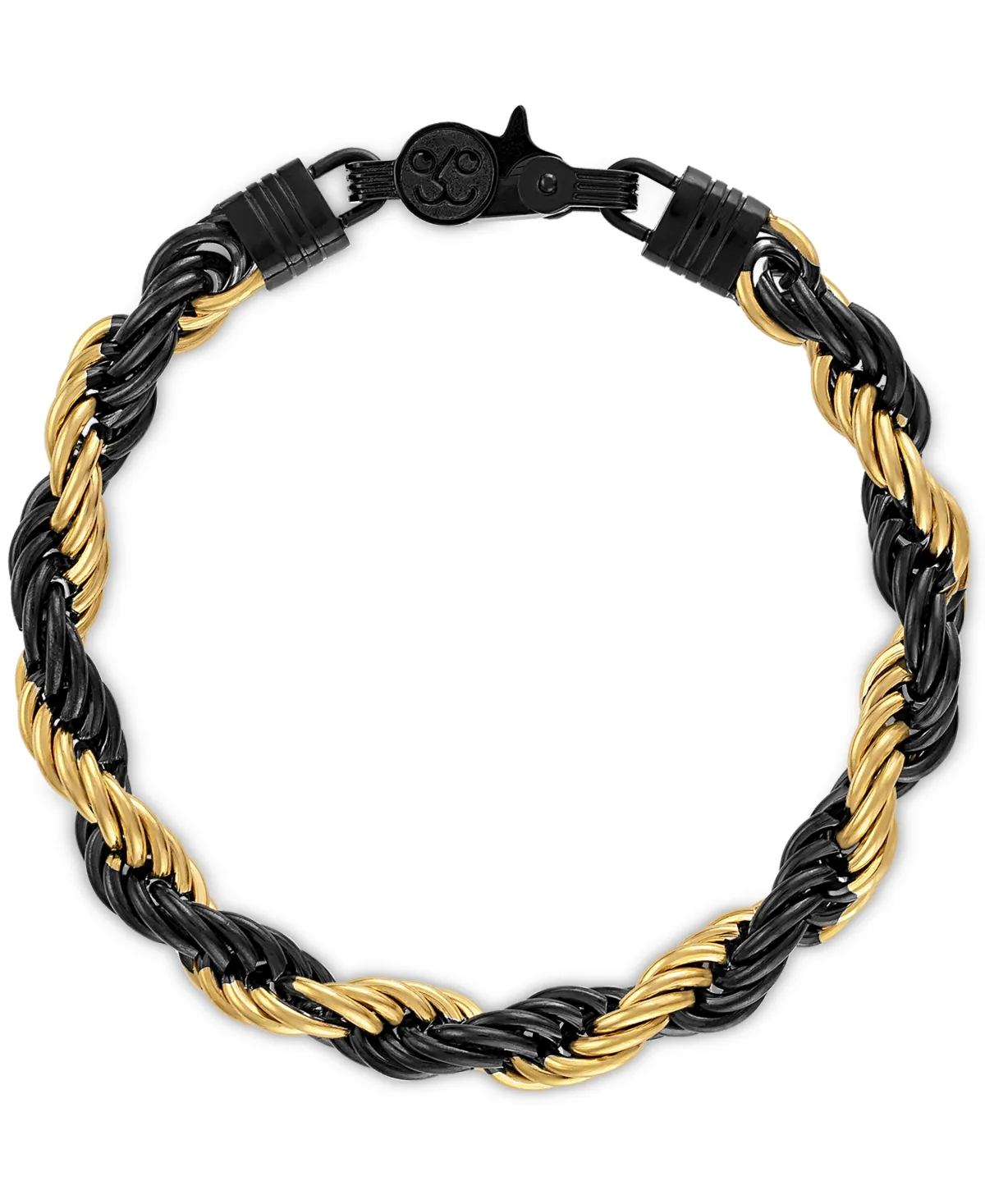 Intertwined Rope Link Chain Bracelet in Black & Gold-Tone Ion-Plated Stainless Steel by Esquire Mens Jewelry