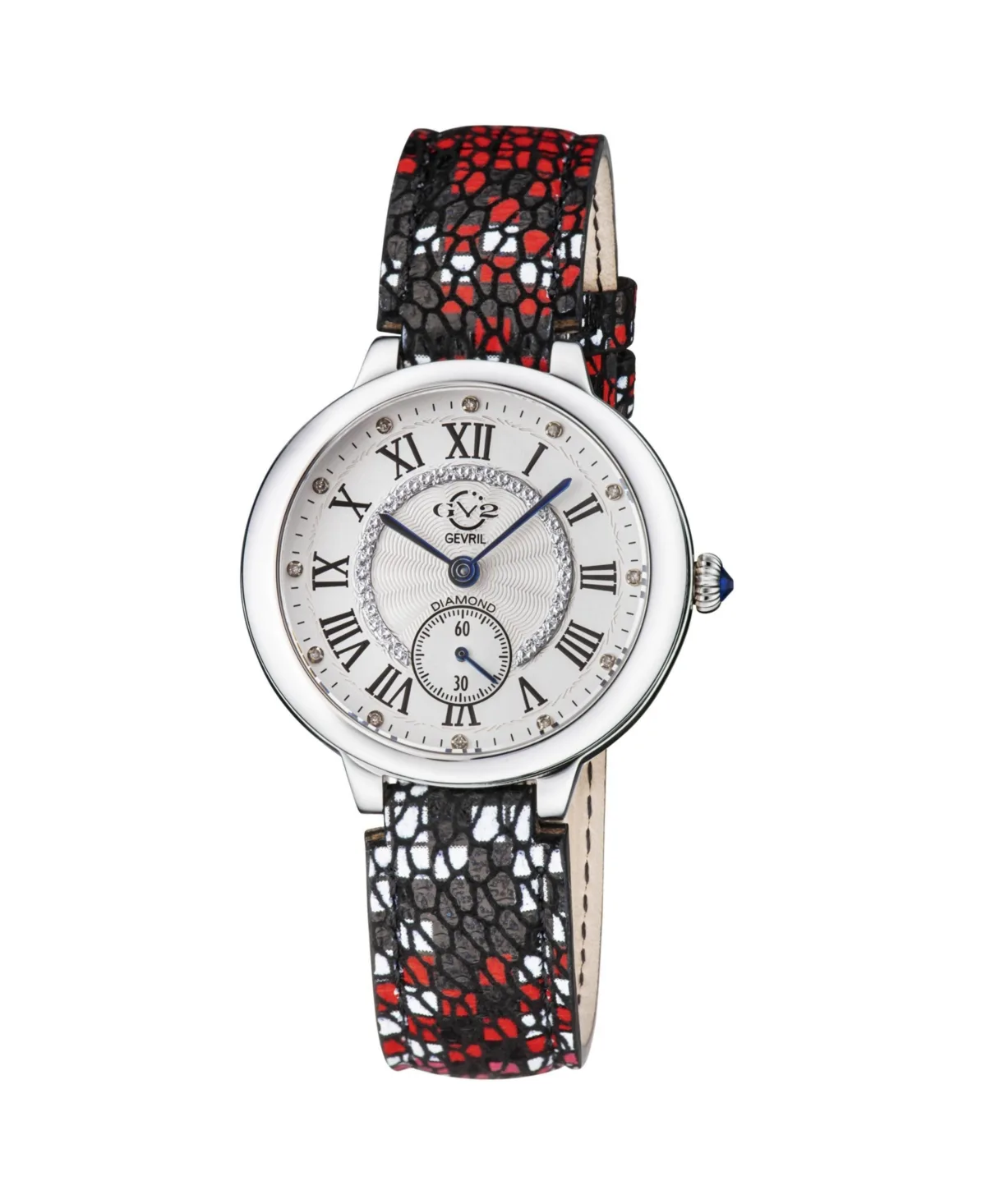 Rome Swiss Quartz Diamond Pattern Leather Strap Watch