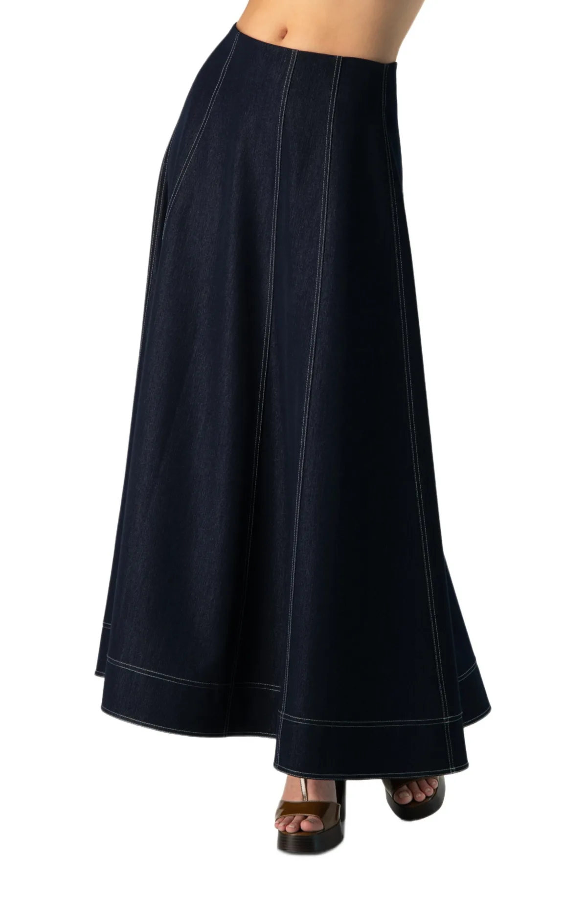 Wide Denim Midi Skirt by Ivonne
