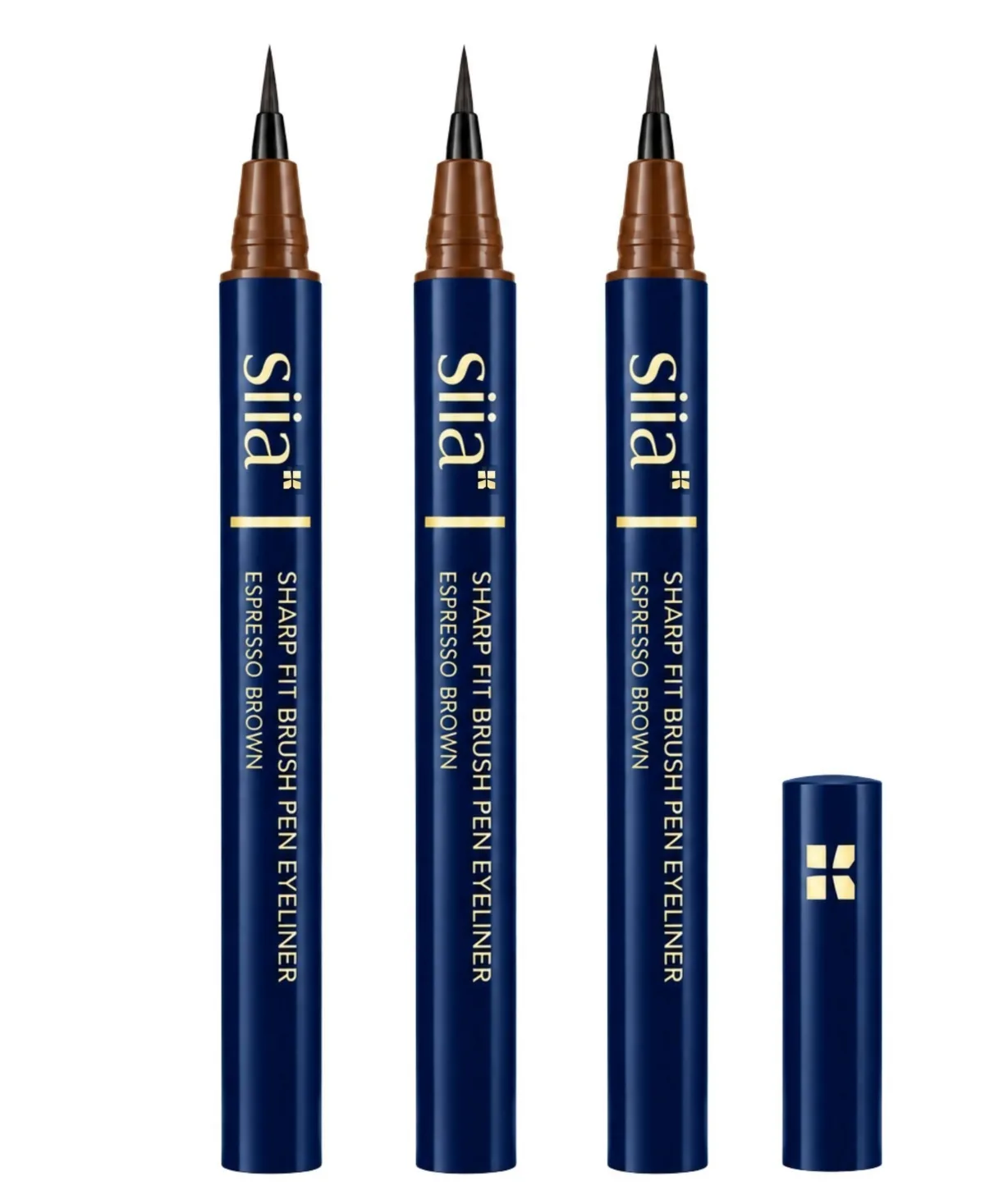 3 Pieces Sharp Fit Brush Pen Eyeliner - 02 Espresso Brown by Siia Cosmetics