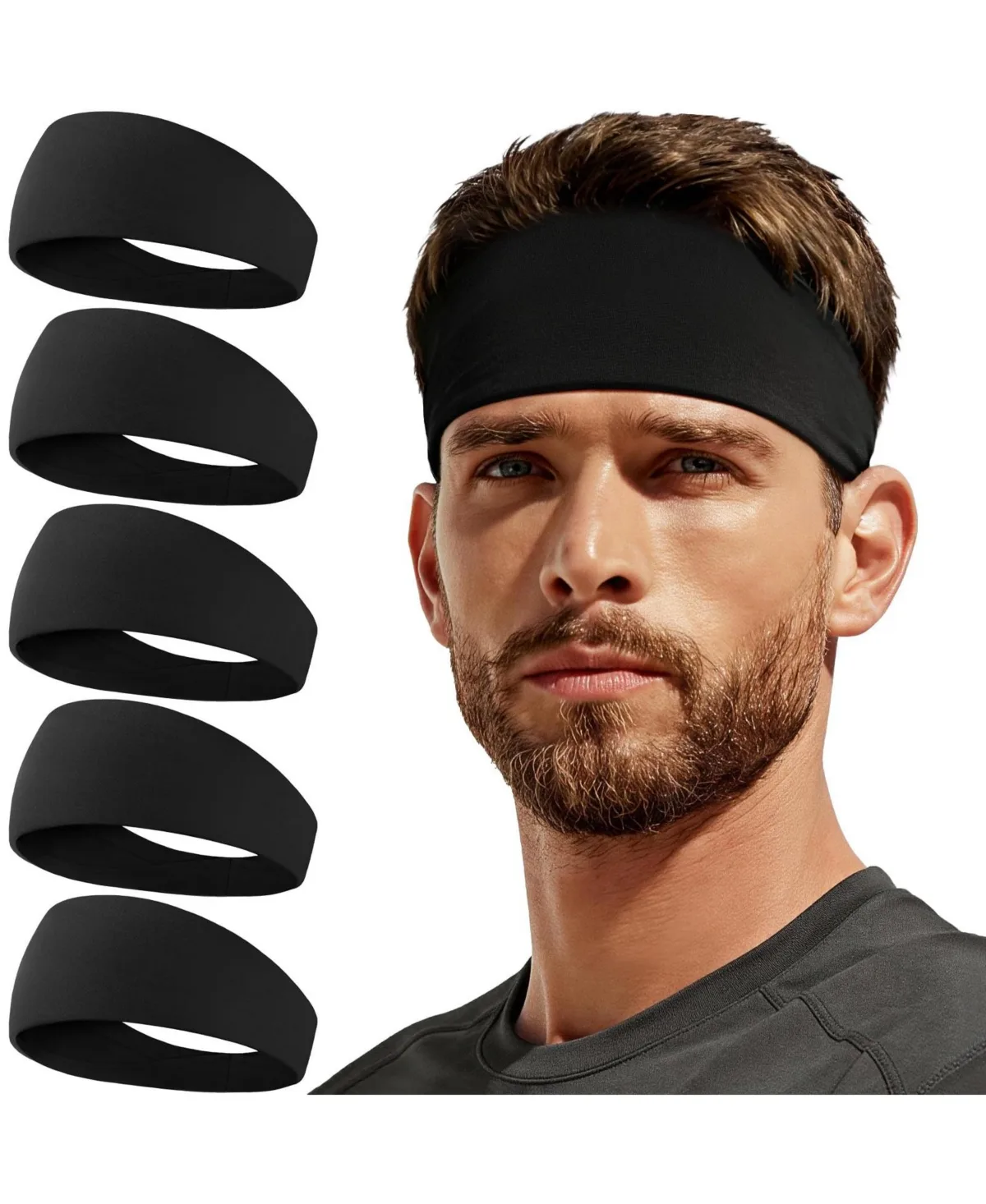 Pack Moisture Wicking Sports Headbands Lightweight Non Slip Workout Gear by Peneyon