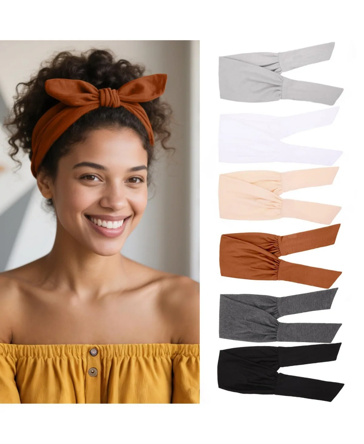 6 Pieces Adjustable Knotted Headbands Elastic Non Slip Sports Hairbands by Sportneer