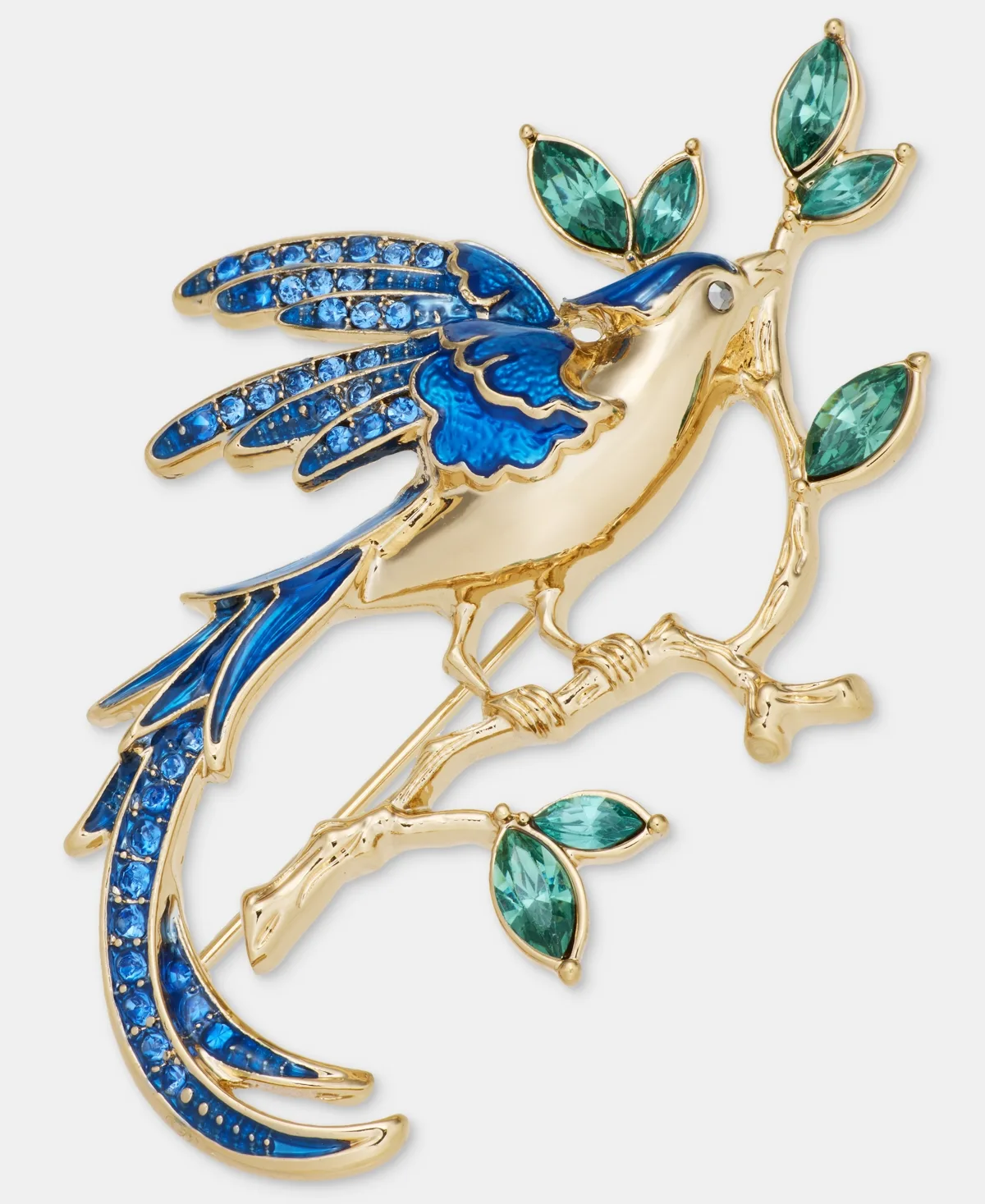 Crystal Gold-Tone Bird on Branch Brooch by Anne Klein