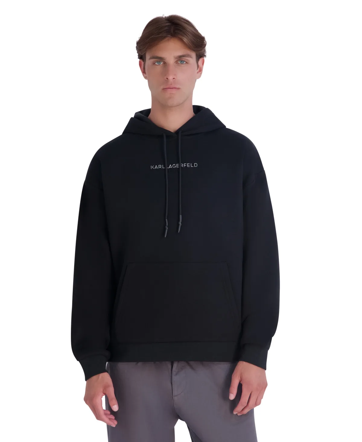 Paris Embossed Logo Fleece Oversized Hoodie by Karl Lagerfeld
