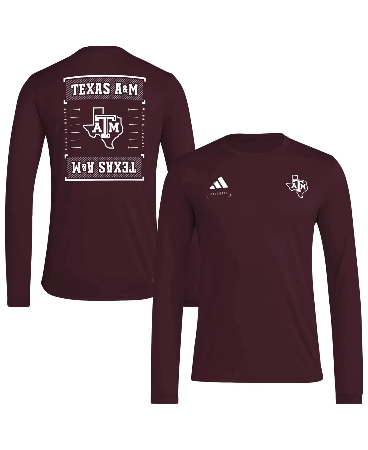 Texas A&M Aggies Long-Sleeve Screen-Print Locker Football Icon T-Shirt by adidas