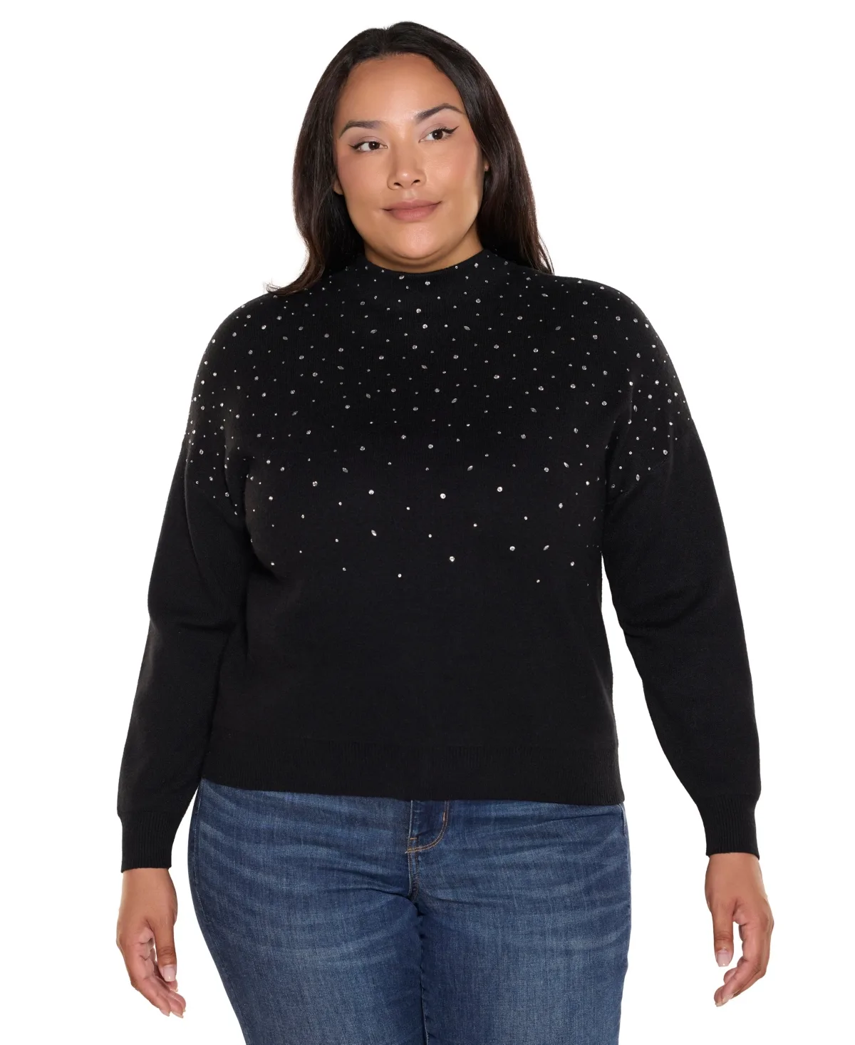 Embellished Mock-Neck Sweater by Belldini