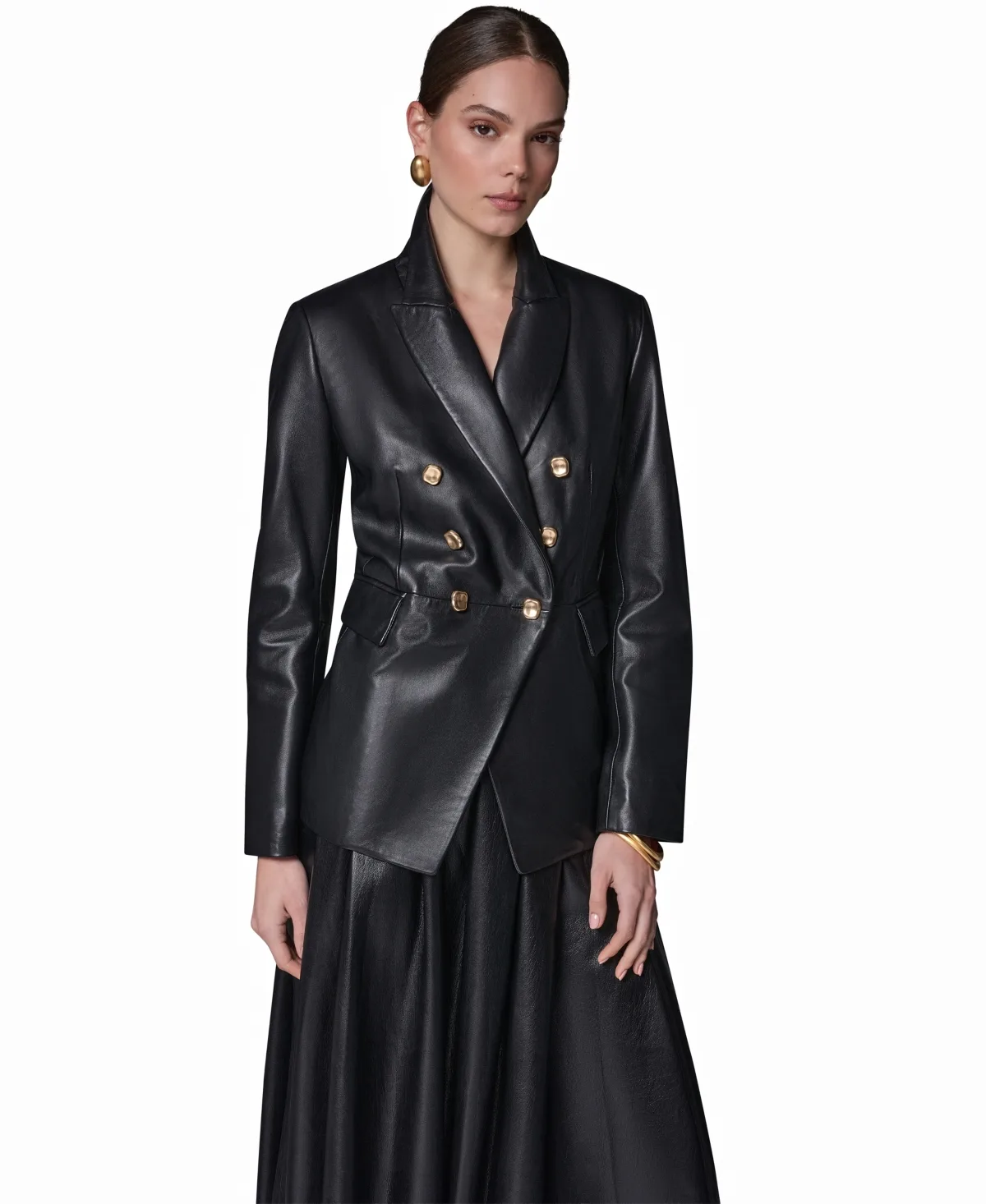 Leather Blazer Coat by Donna Karan New York