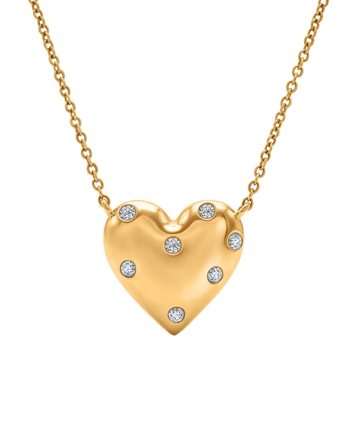 Round Diamond Heart Pendant Necklace (1/10 ct. t.w.) in 10k Yellow Gold by Esme