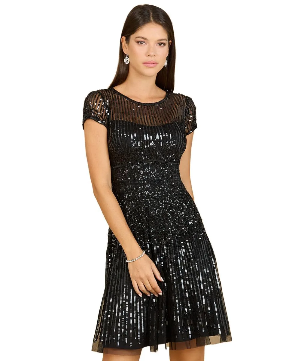 Cap Sleeve Sequin Short Dress