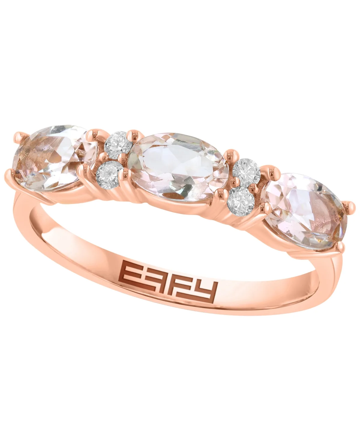 Round Stackable Diamond and Morganite Ring (1/10 ct. t.w. Diamond, 1-1/5 ct. t.w. Morganite) in 14k Rose Gold by Effy Collection