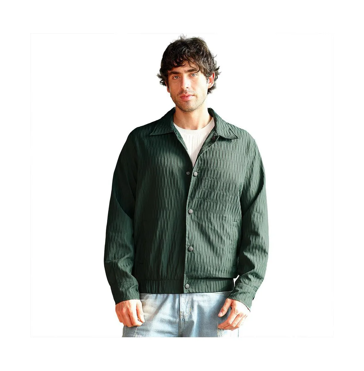 Crease-Tactile Bomber Jacket by Campus Sutra