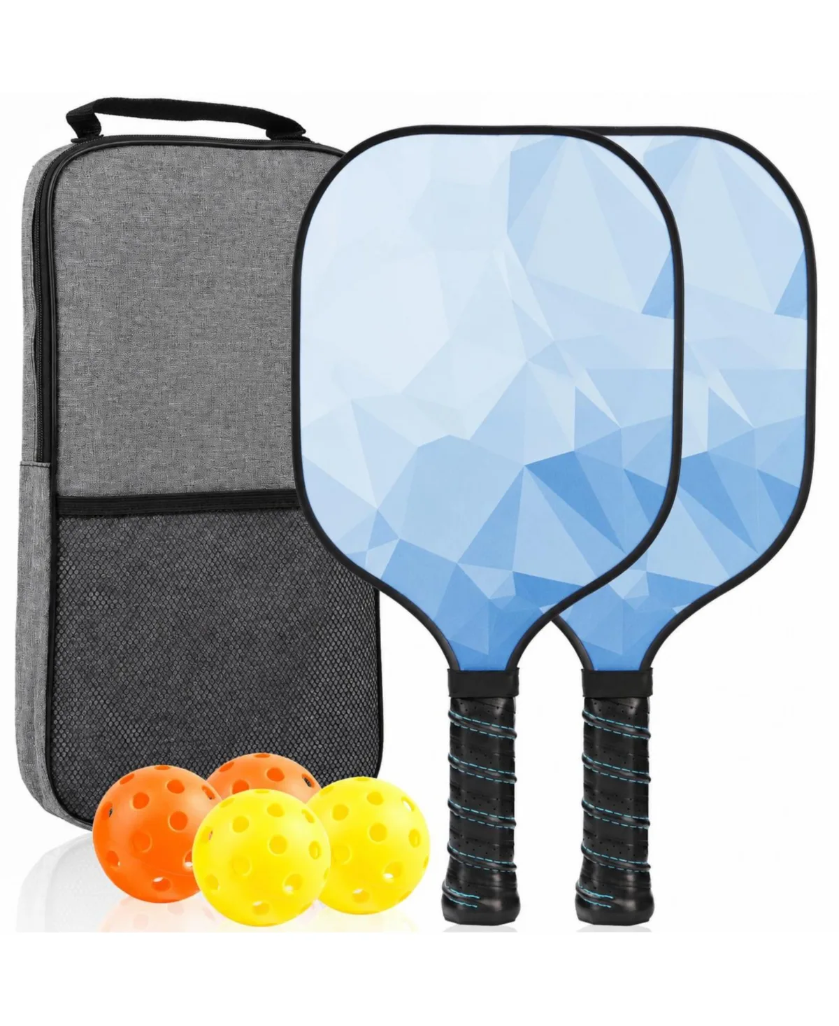 Usapa Approved Fiberglass Pickleball Paddles Set of 2 with Balls and Carry Bag by Sportneer