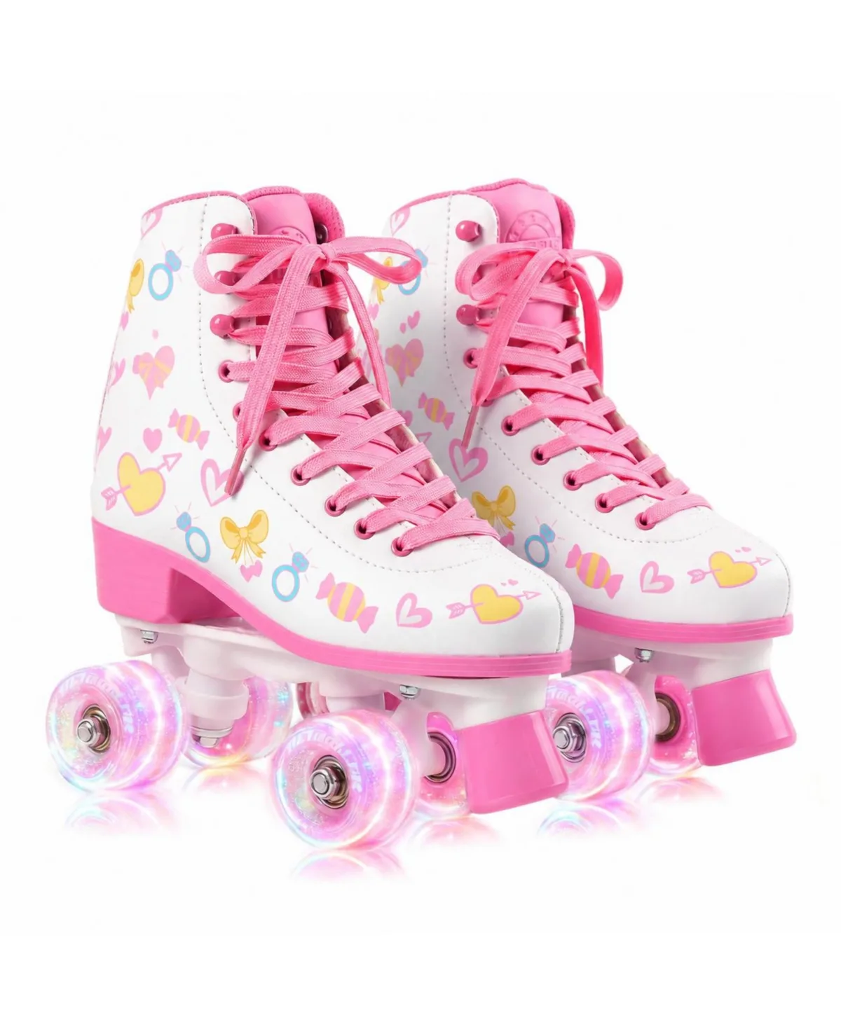 Classic High Top Quad Roller Skates Light Up Wheels Indoor Outdoor by Magicorange