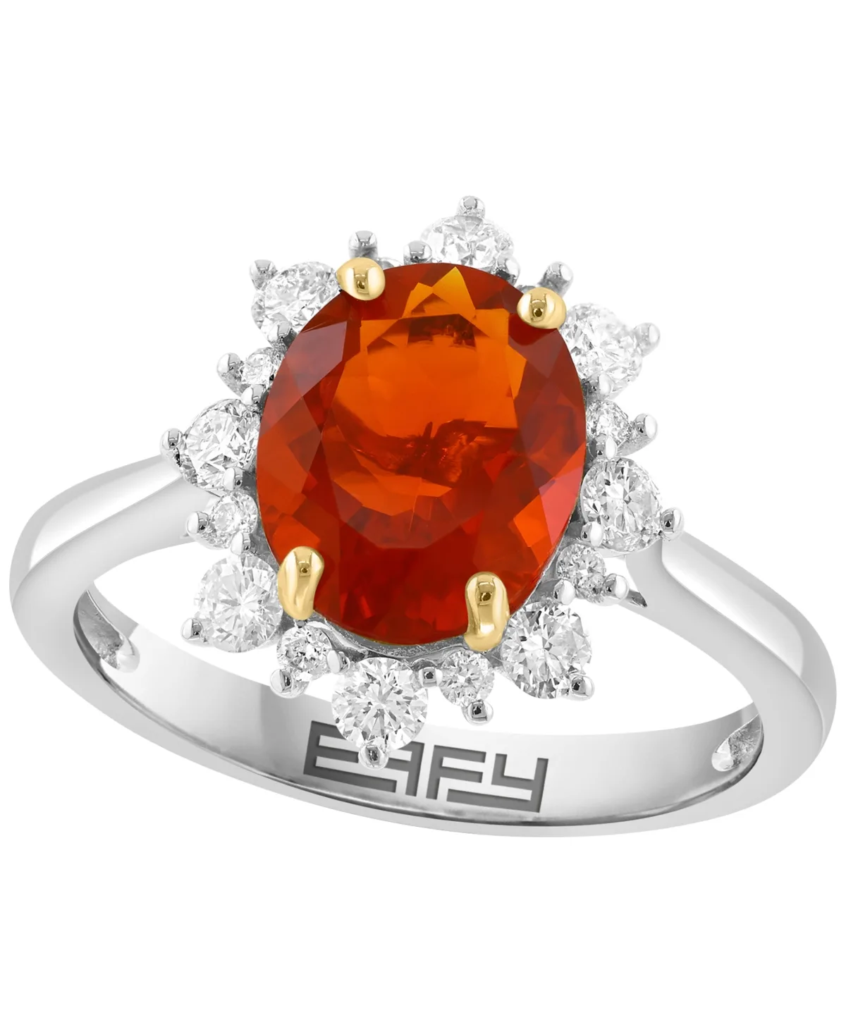 Fire Opal Halo Ring (3/8 ct. t.w.) in 14k Two-Tone Gold by Effy Collection