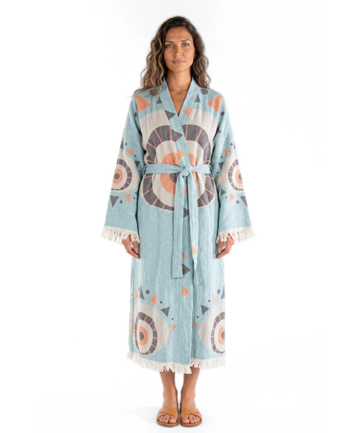 Saphira Handwoven Jacquard V-Neck Cover-Up Robe by Tutunaki