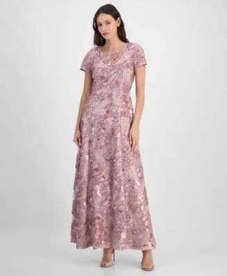 Soutache Sequined Evening Gown by Alex Evenings