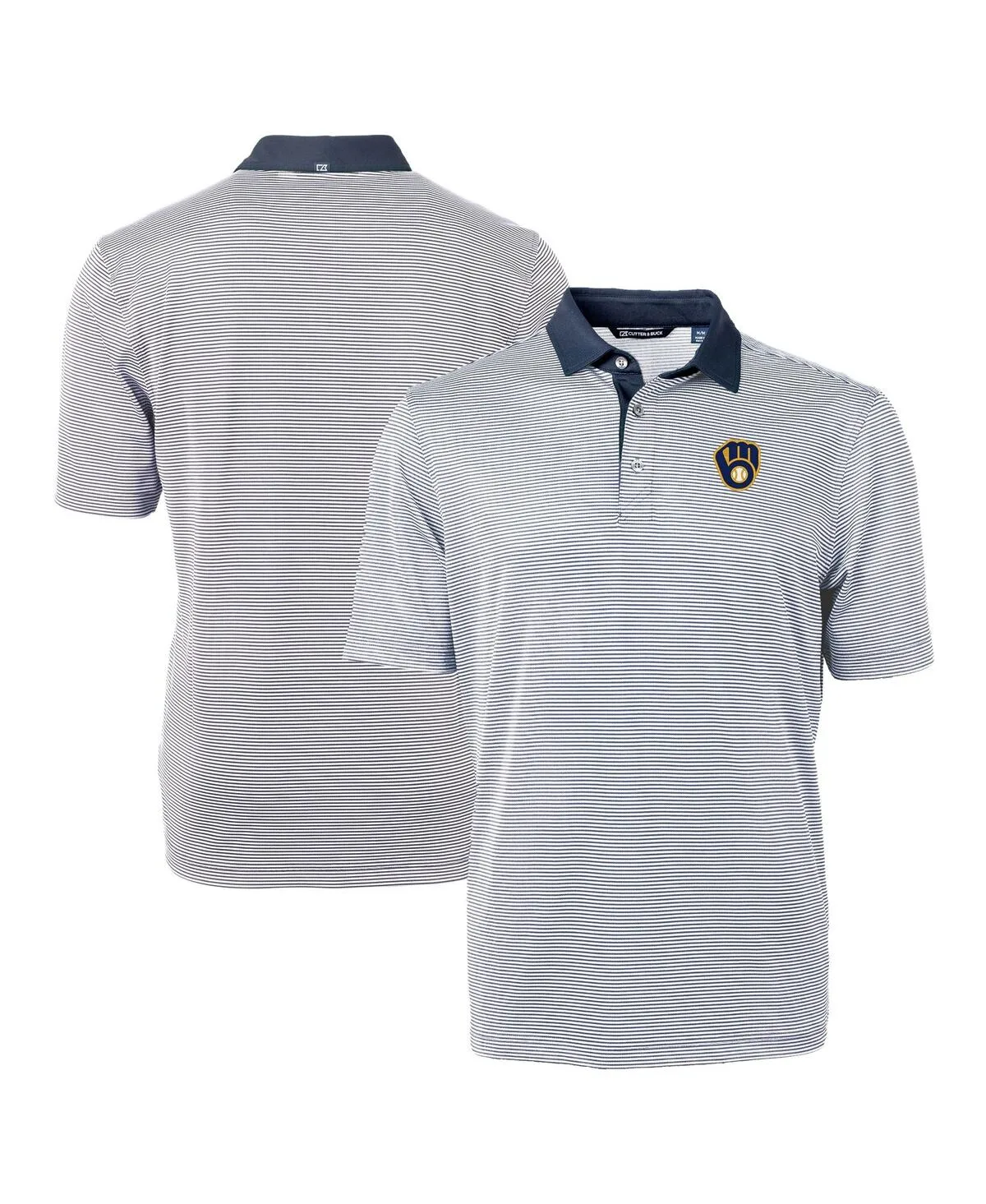 Milwaukee Brewers Virtue Eco Pique Micro Stripe Polo Shirt by Cutter & Buck