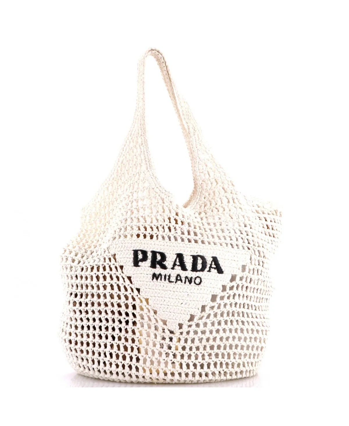 Pre-Owned Small Triangle Logo Bucket Tote Raffia by Prada