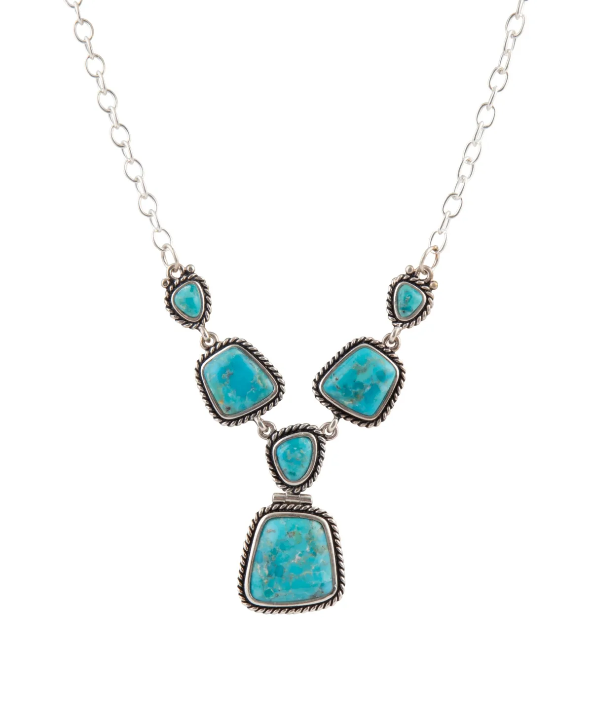 Earth and Sky-Blue Turquoise Silver Necklace by Barse