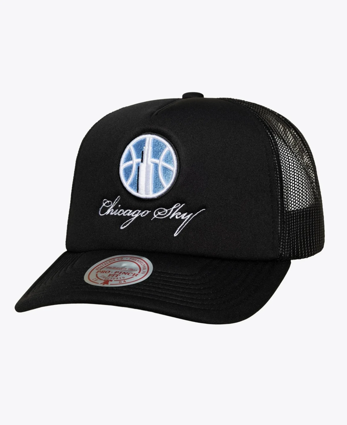 Chicago Sky Script Pro Pinch Trucker Cap by Mitchell & Ness