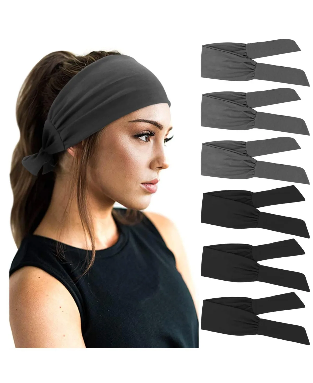 Adjustable Knotted Non-Slip Hair Bands, 6-Piece Set by Peneyon