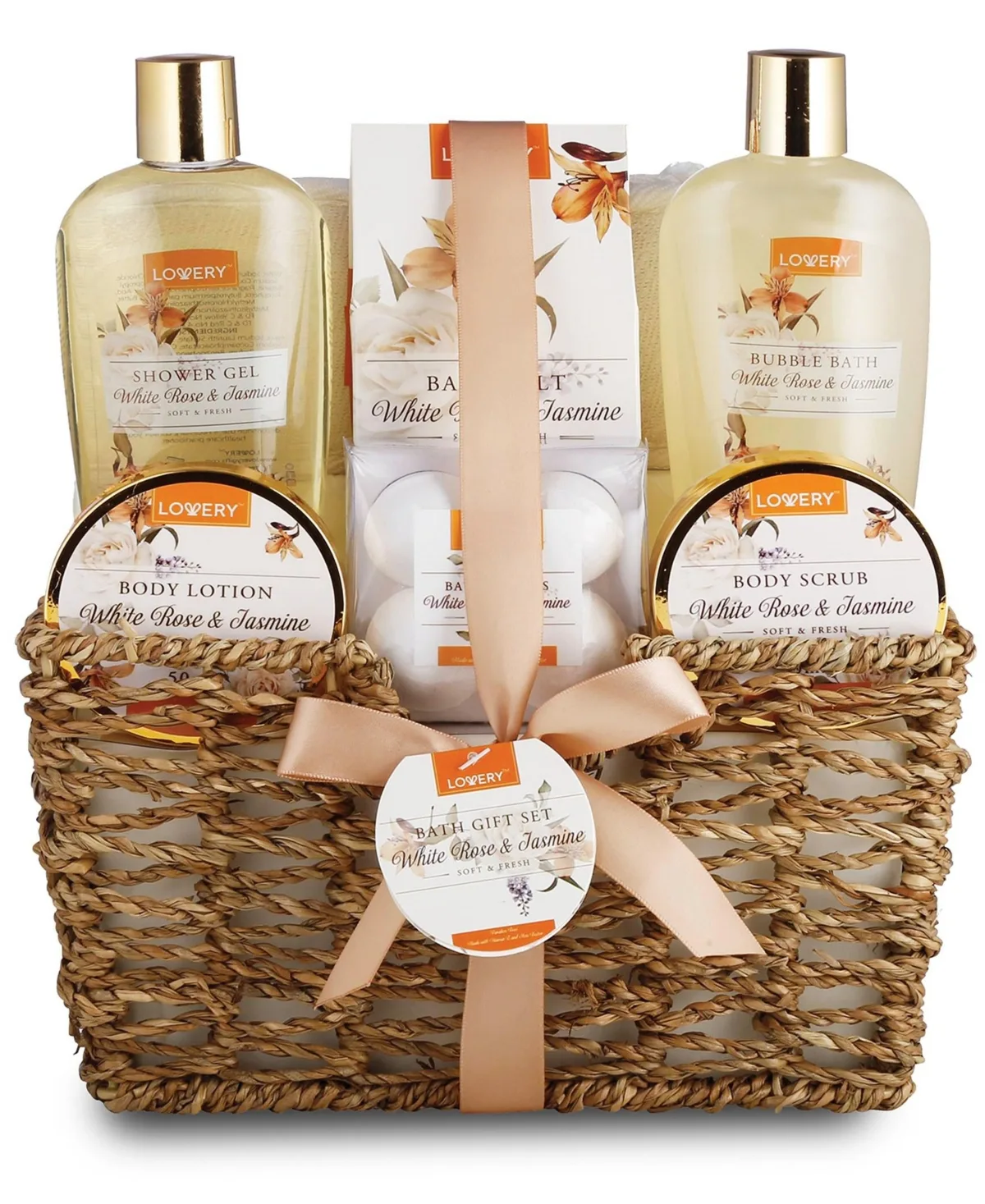 Rose and Jasmine Bath and Body Home Spa Set, 11 Piece by Lovery