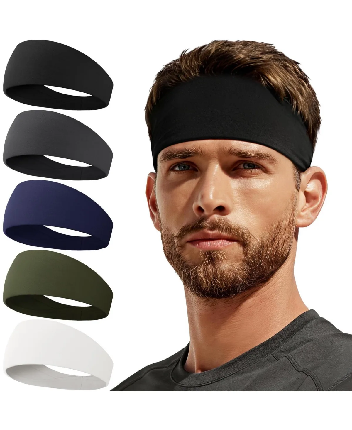 5 Pack Moisture Wicking Sports Headbands Lightweight Non Slip Workout Gear by Peneyon