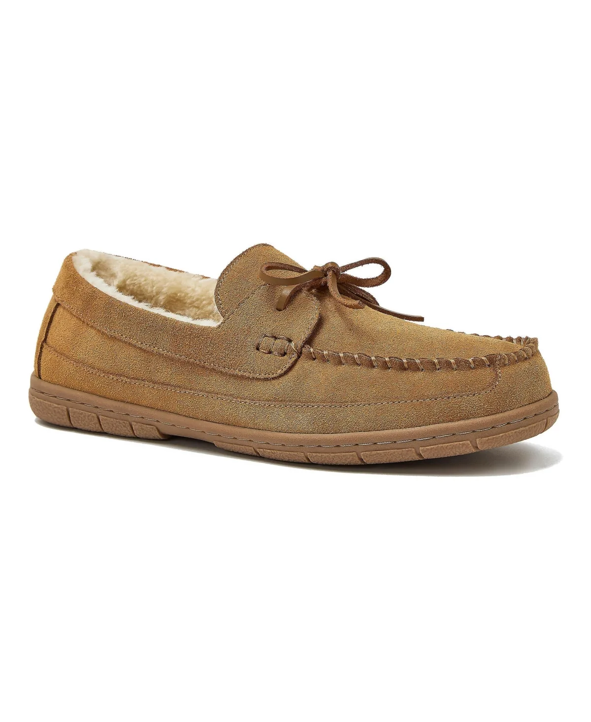 Fuzzy Lined Lace Up Moccasin Slippers by Lands' End