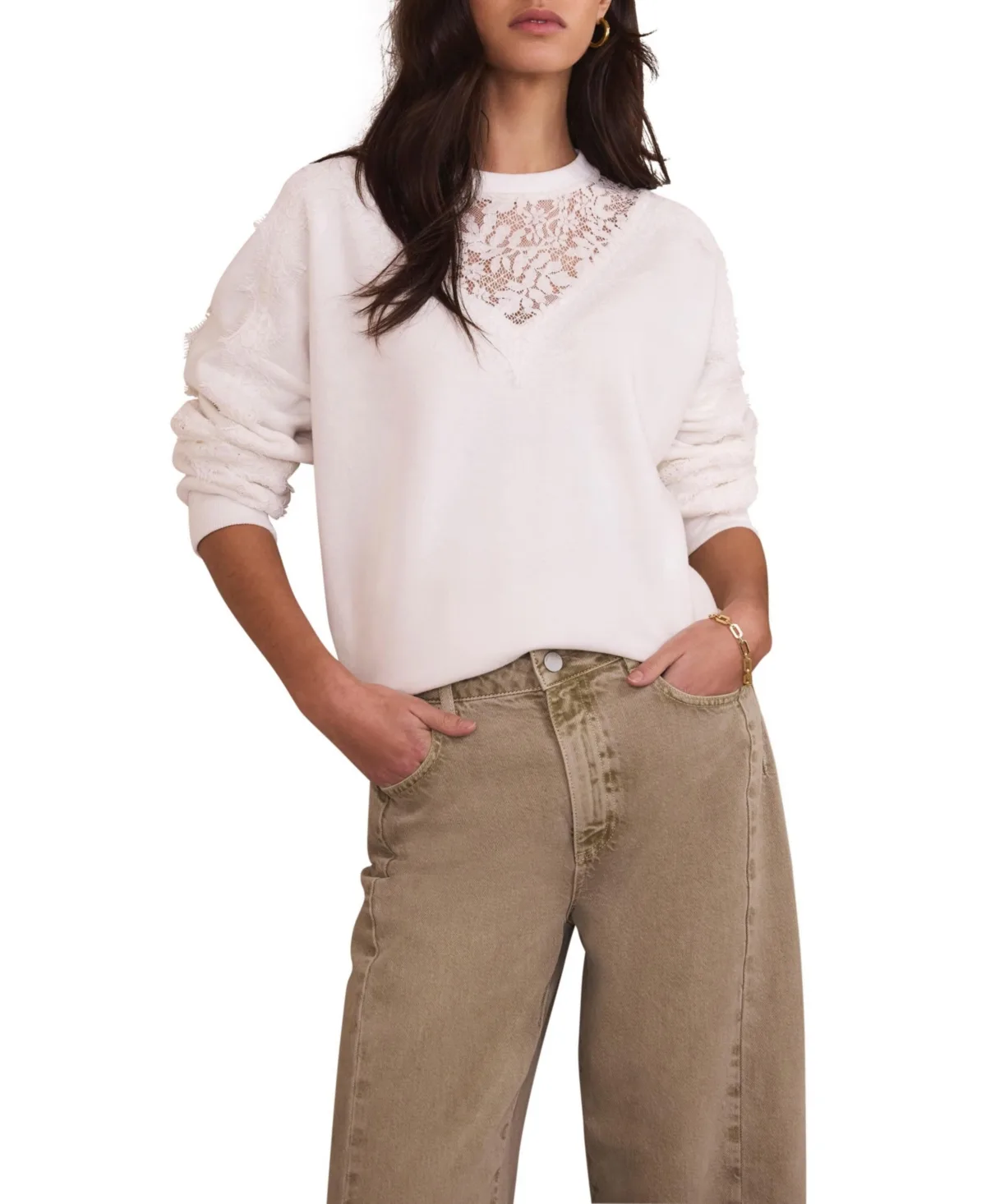 Broderie Lace Long-Sleeve Sweatshirt by Mint Velvet