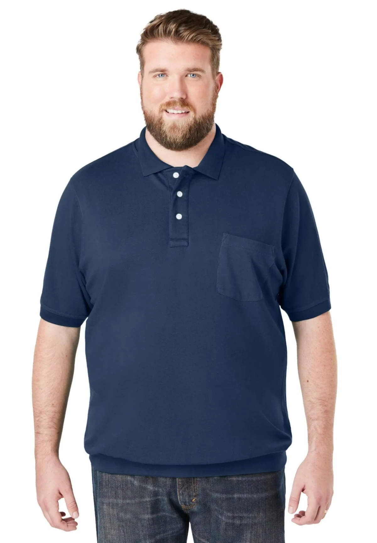 No Tuck Pocket Shrink-Less Cotton Polo Shirt by Kingsize