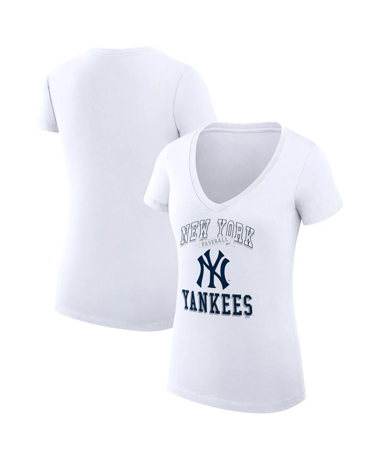 G-Iii 4Her by Carl Banks New York Yankees Super-Slim Fit Lightweight Team Logo Graphic V-Neck T-Shirt by G-III