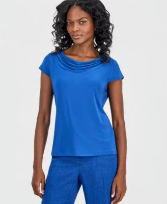 Cowl Neck Cap Sleeve Blouse by Kasper