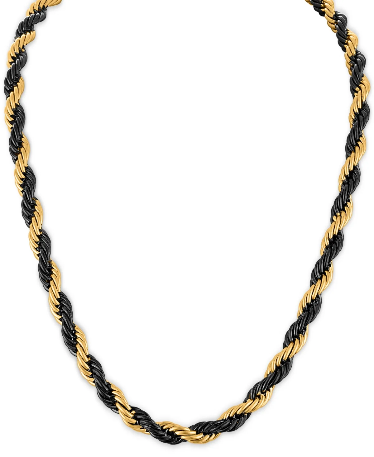 Intertwined Rope Link 22 Chain Necklace in Black & Gold-Tone Ion-Plated Stainless Steel by Esquire Mens Jewelry