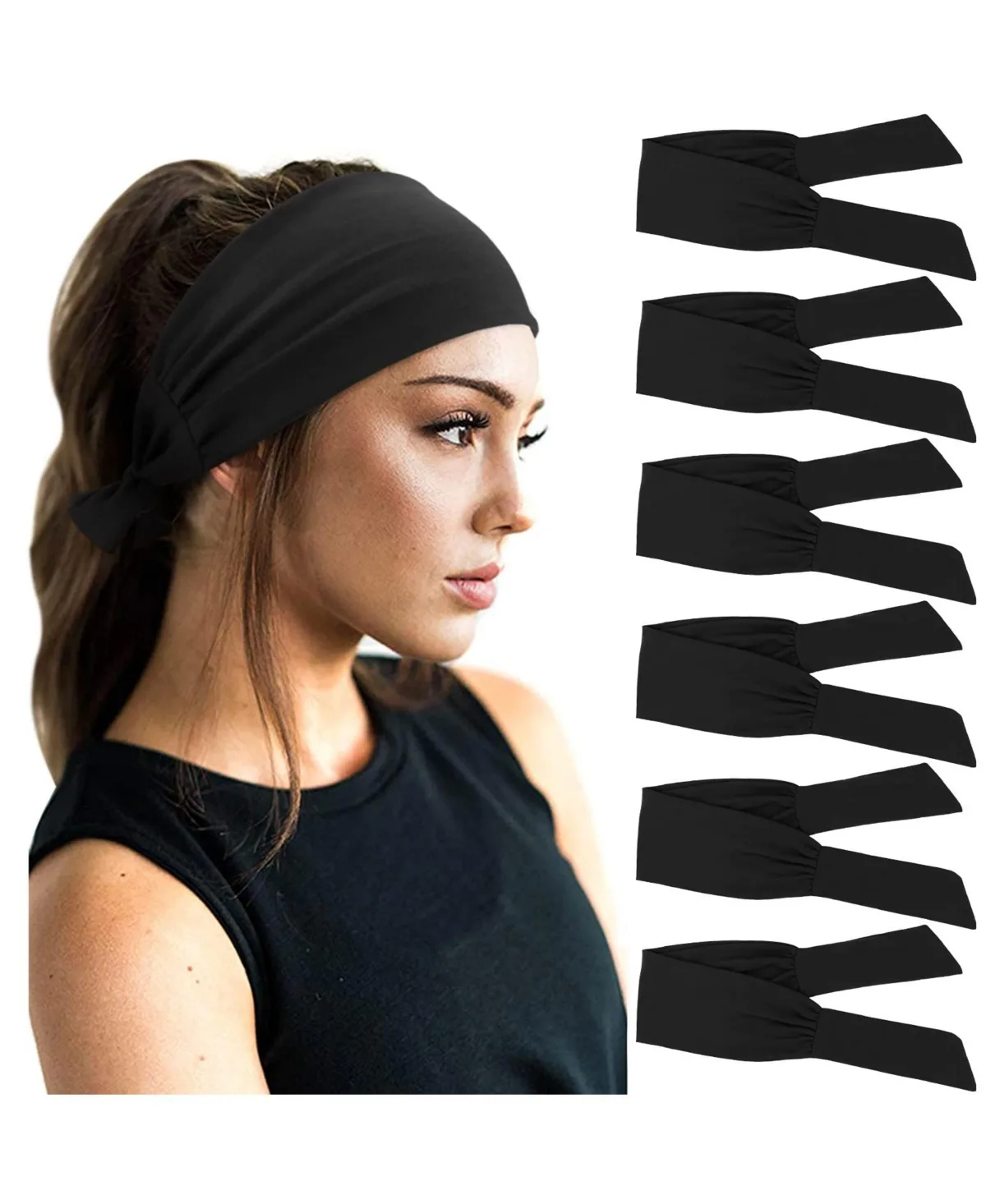 Adjustable Knotted Non-Slip Hair Bands, 6-Piece Set by Peneyon