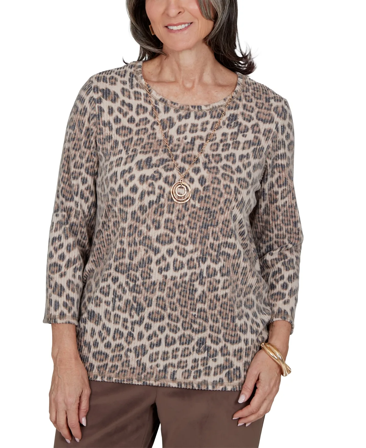 Leopard-Print 3/4-Sleeve T-Shirt by Alfred Dunner