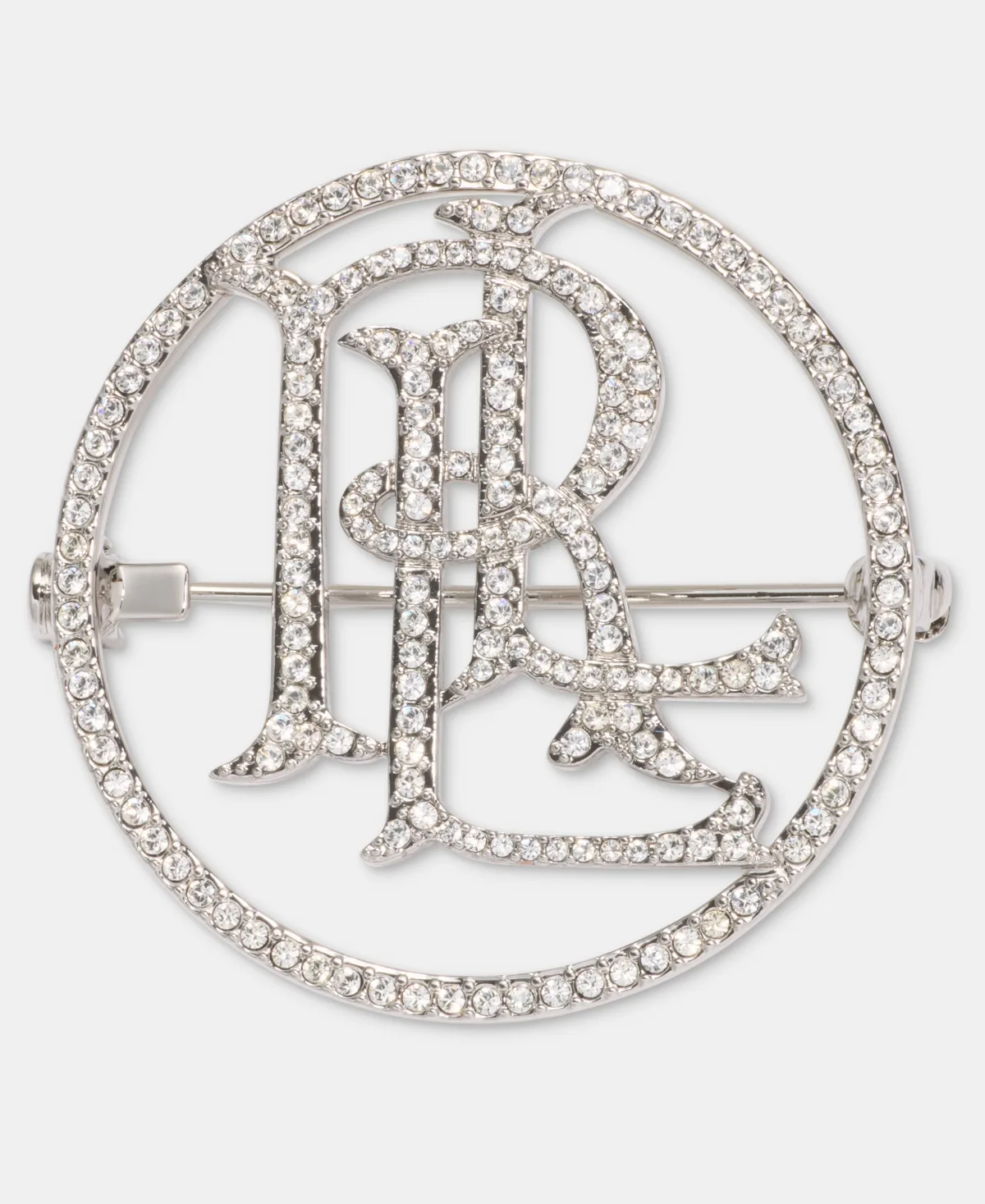 Lauren Ralph Lauren Crystal Pave Silver-Tone Logo Pin by Ralph Lauren